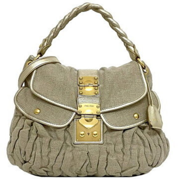 Miu Miu Bag Beige Matelasse Shoulder Bag Leather Flap - Picture 1 of 9